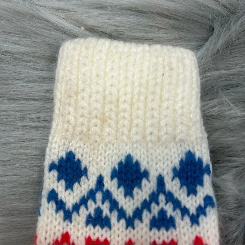 Vintage Kids Nordic Fair Isle Acrylic Mittens 1970’s